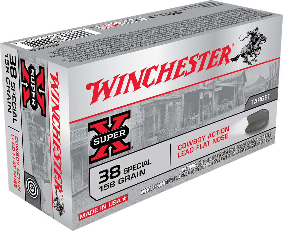 Winchester .38 Special Super X Cowboy Action 158 grain Lead Flat Nose ammunition