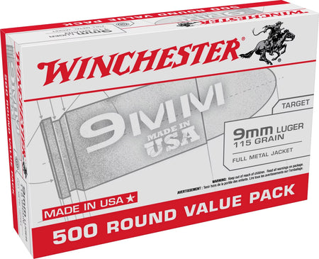 Winchester 9mm Luger / Parabellum  115 grain Full Metal Jacket ammunition