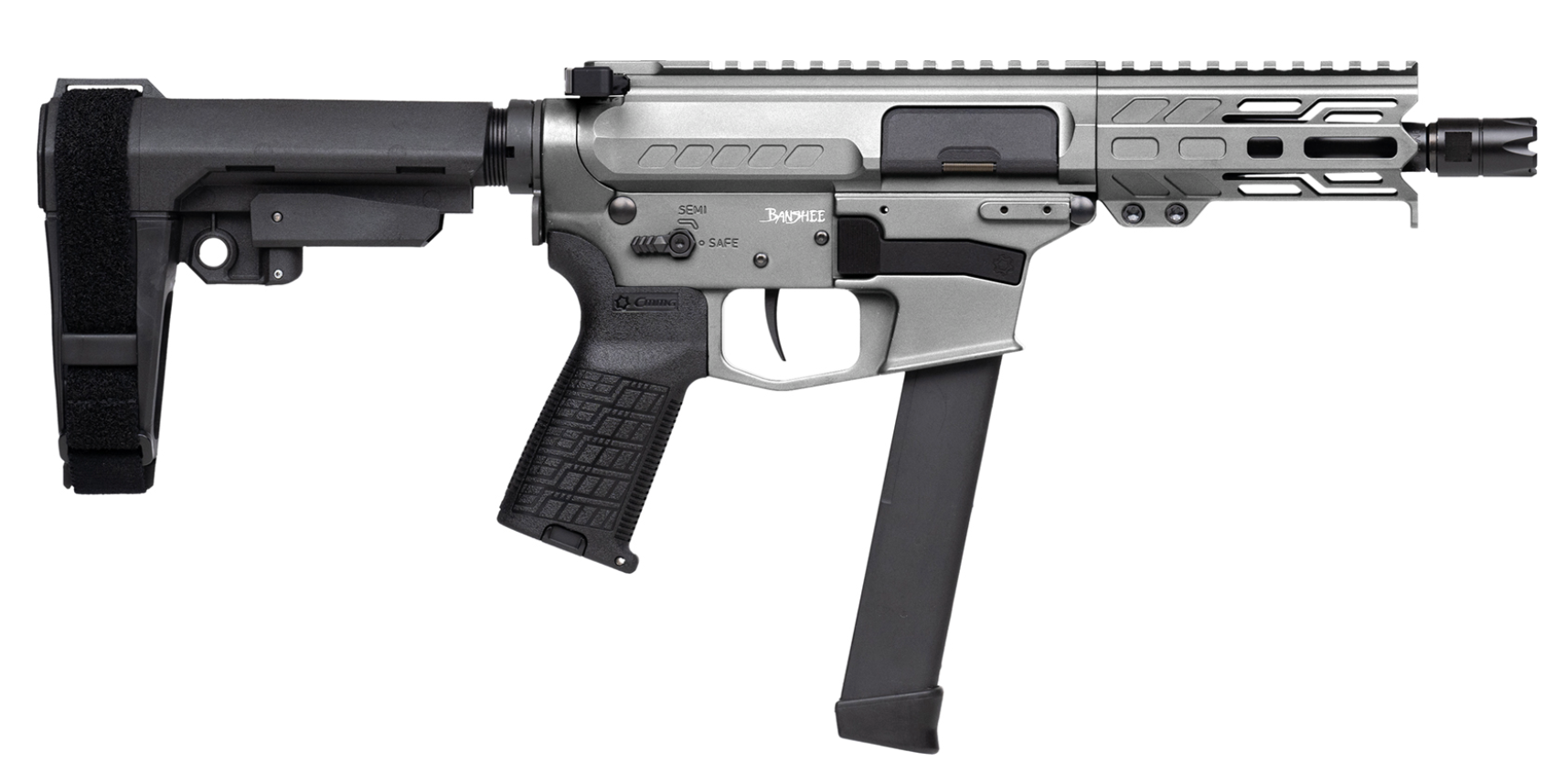 CMMG PISTOL, BANSHEE, MKGS, 9MM, 5", TUNGSTEN W/ADJ RIP BRACE