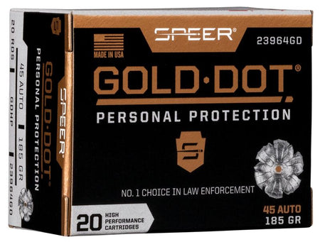Speer .45 ACP/Auto Gold Dot 185 grain Hollow Point ammunition