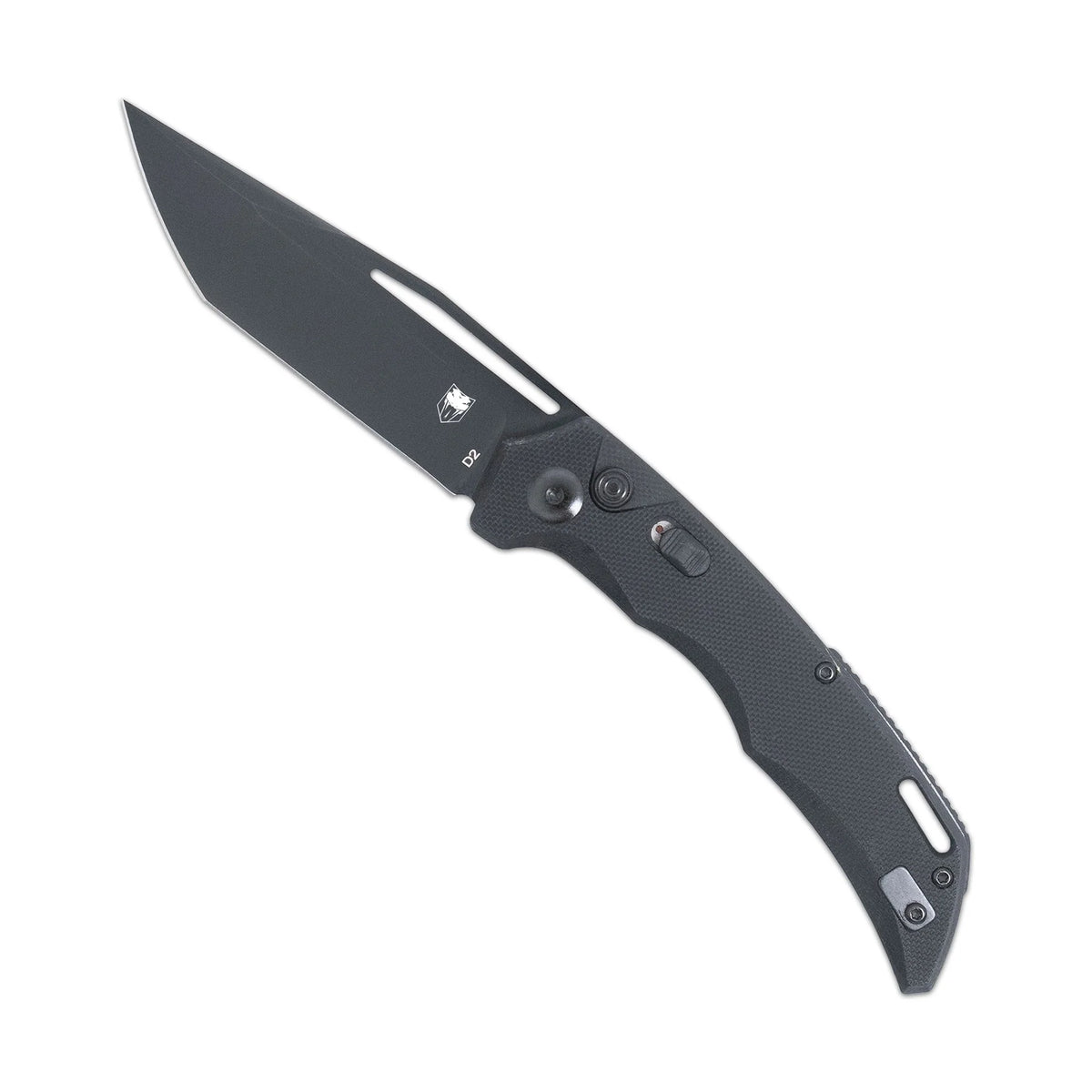 CobraTec KOA Black G10 Button Automatic Tanto Plain Edge Knife
