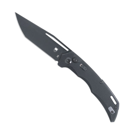 CobraTec KOA Black G10 Button Automatic Tanto Plain Edge Knife