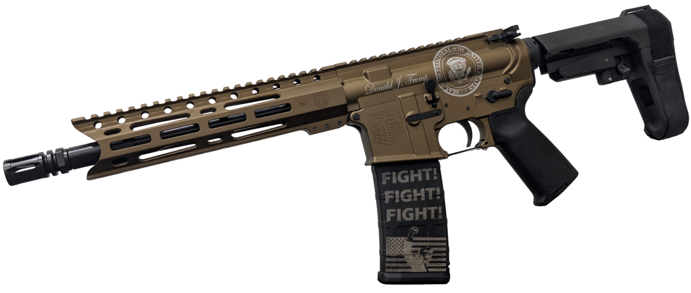 DIAMONDBACK DB15 5.56 10" PSTL TRUMP SEAL BURNT BRONZE W/SBA3 1-30RD MAG