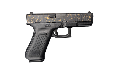 GLOCK 45 V CRAQUELURE 9MM PISTOL 4" BLACK-BLK/GOLD SLIDE FXD 3-17RD MAGS