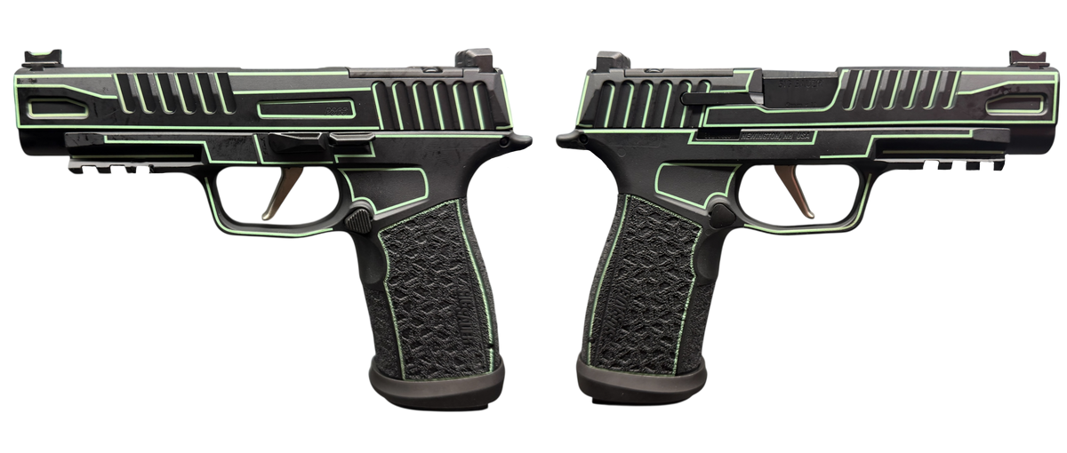 SIG SAUER P365 FUSE 9MM 4.3" BLACK/LIME GREEN OUTLINE O.R. 1-17RD, 2-21RD