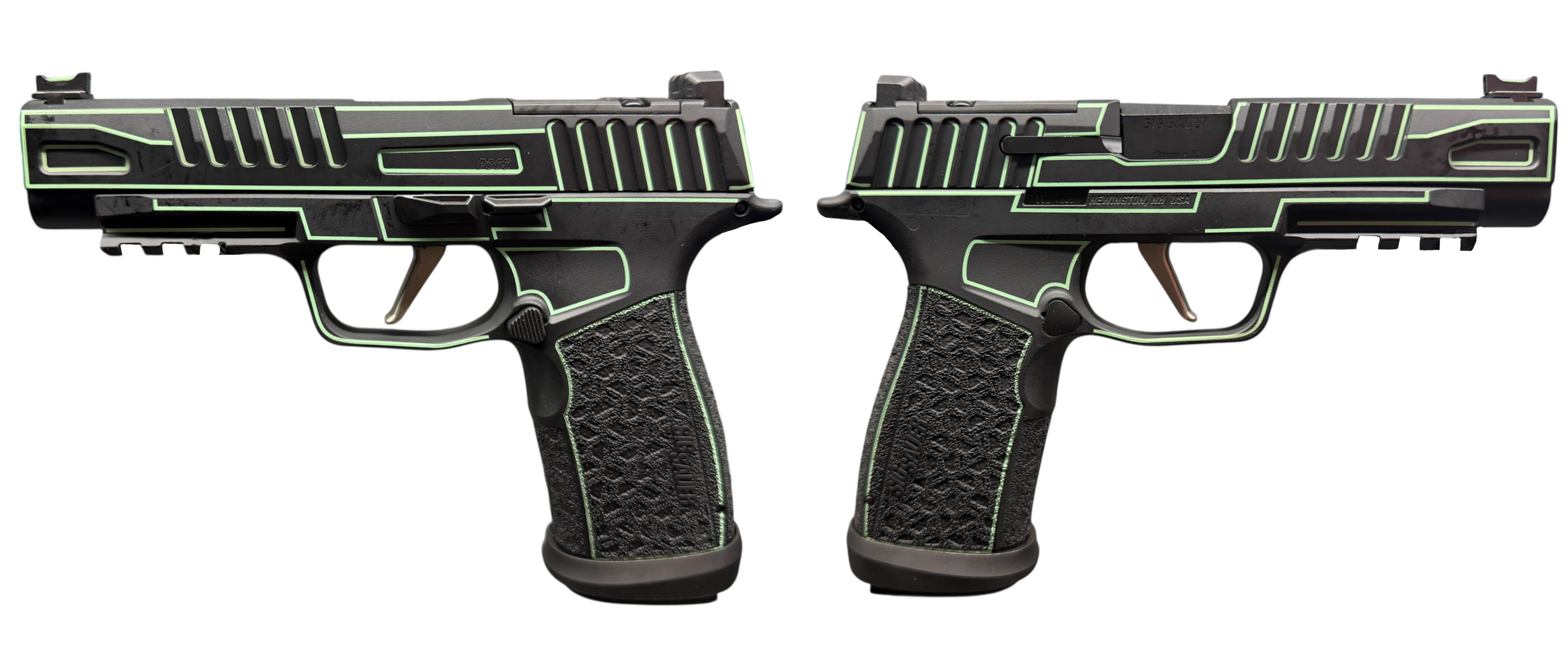 SIG SAUER P365 FUSE 9MM 4.3" BLACK/LIME GREEN OUTLINE O.R. 1-17RD, 2-21RD