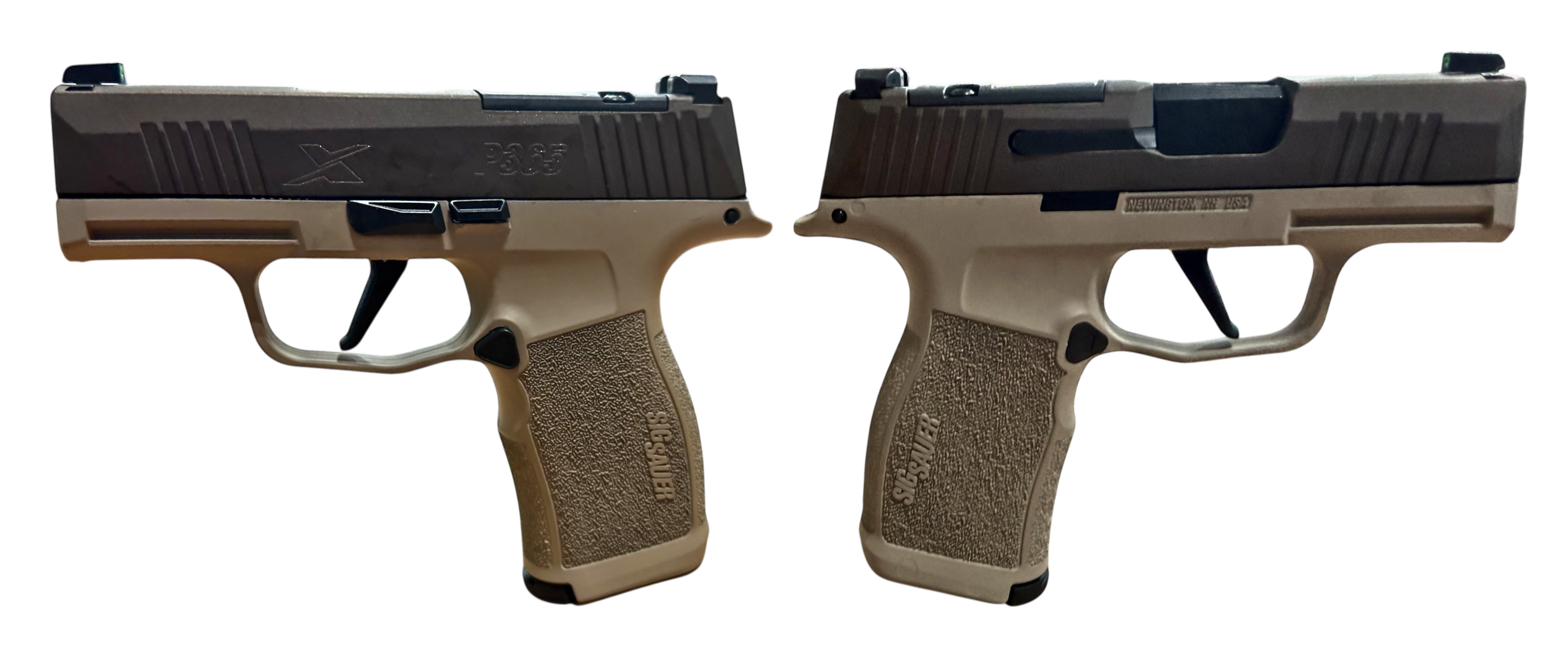 SIG SAUER P365X TWO TONE TAN 9MM PSTL 3.1" BBL 2-12RD MAGS, OPTC PLTE COVER