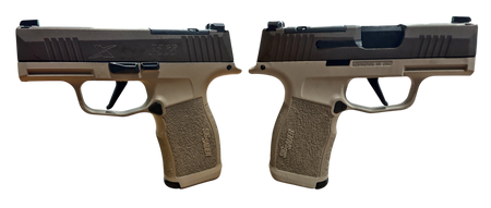 SIG SAUER P365X TWO TONE TAN 9MM PSTL 3.1" BBL 2-12RD MAGS, OPTC PLTE COVER
