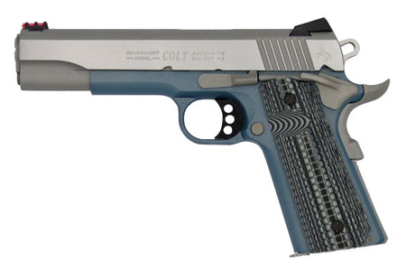 Colt Mfg O1072CCSBT 1911 Competition 9mm Luger Caliber with 5" National Match Barrel, 9+1 Capacity, Blue Titanium Finish Frame, Serrated Stainless Steel Slide, Gray G10 Grip & 70 Series Firing System