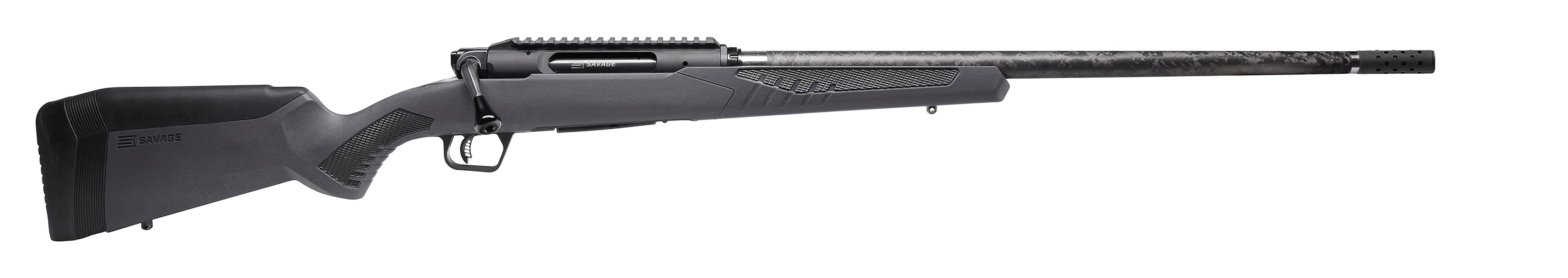 Savage Arms 57897 Impulse Mountain Hunter 6.5 PRC 2+1 24" Carbon Fiber Threaded Barrel Black Aluminum Receiver w/Picatinny Rail, Gray AccuStock Synthetic Stock, Ambidextrous