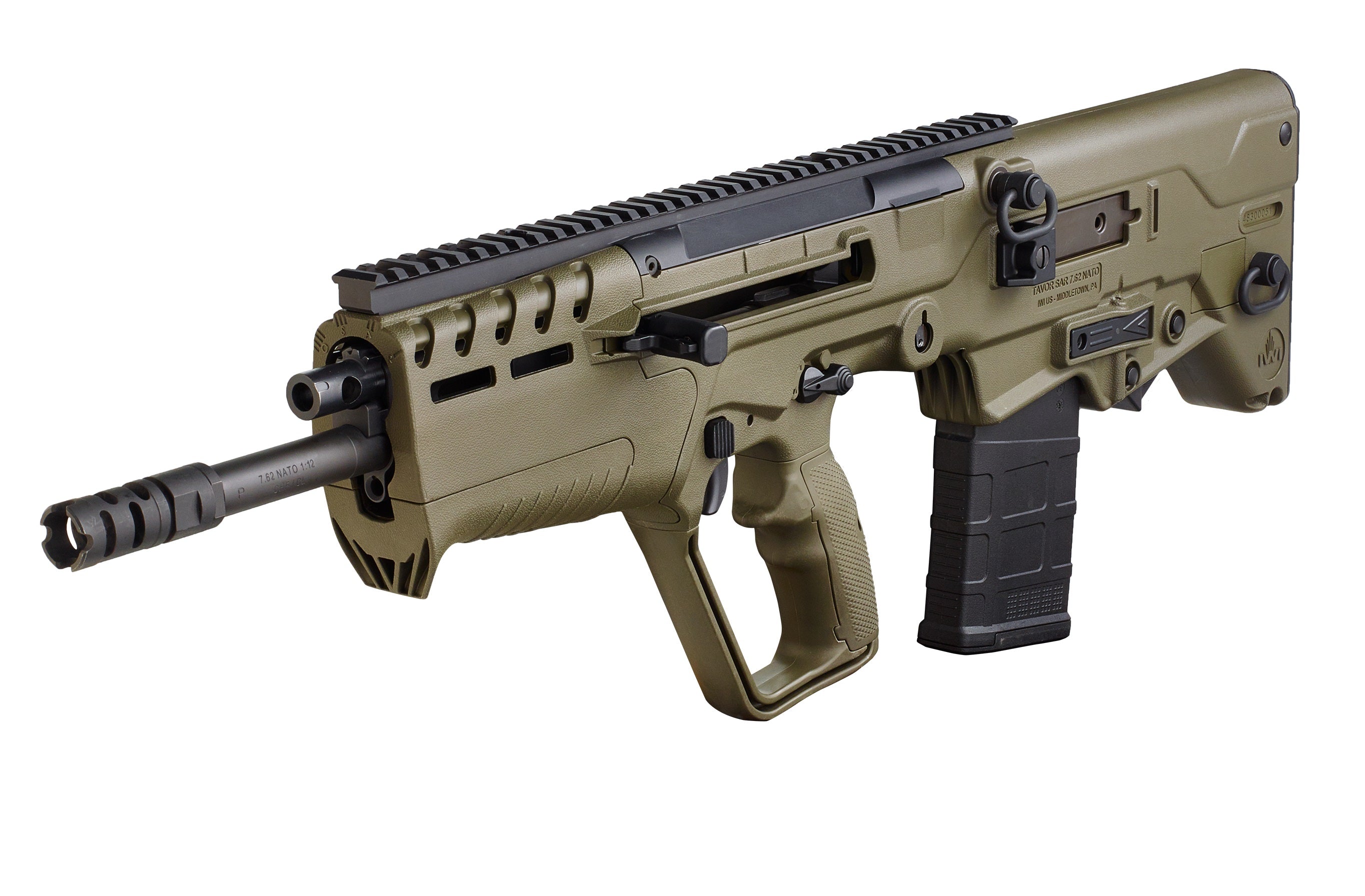 IWI US T7G16 Tavor 7 7.62x51mm NATO Caliber with 16.50" Barrel, 20+1 Capacity, OD Green Metal Finish, OD Green Fixed Bullpup Stock & Polymer Grip Right Hand