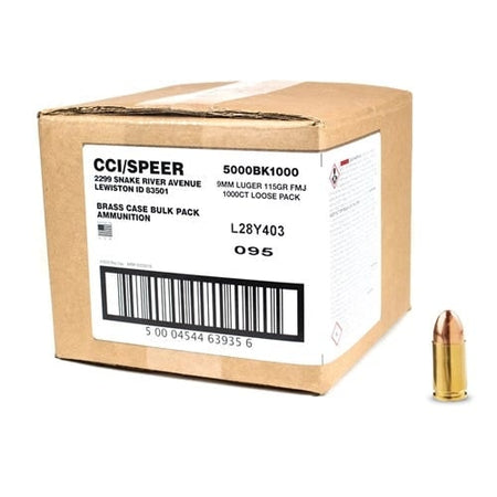 CCI Blazer Brass Handgun Ammunition 9mm Luger 115 grain Full Metal Jacket Loose Pack