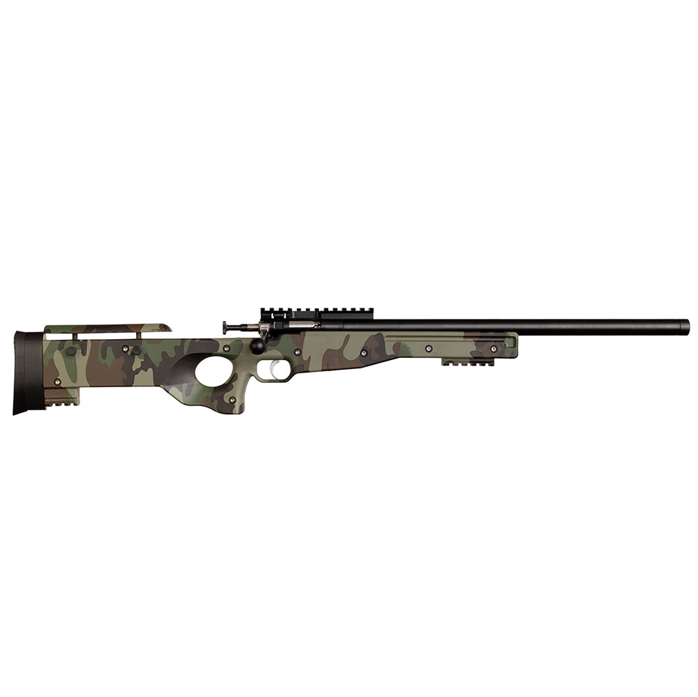 Crickett KSA2150-M81 Precision Full Size 22 LR Single Shot 16.10" Blued Threaded Bull Barrel, Blued Crickettinny Rail Steel Receiver, M81 Woodland Camo Synthetic Adj LOP Stock