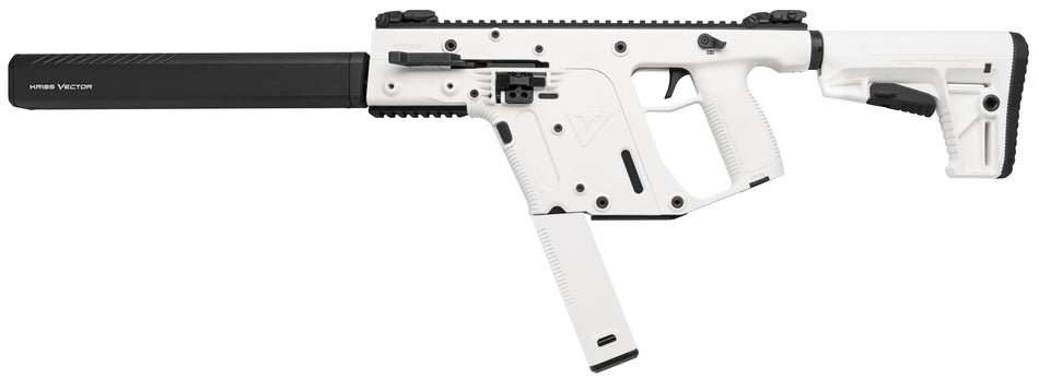 Kriss USA KV45CAP20 Vector CRB Gen2 45 ACP 30+1 16" Black Nitride Threaded Barrel, Alpine Cerakote Picatinny Rail Aluminum Receiver, Alpine White Synthetic 6 Position Stock Alpine Polymer Grip