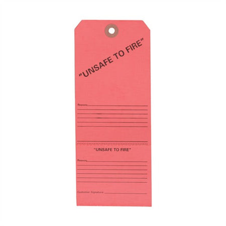 UNSAFE TO FIRE TAGS, 25 PACK