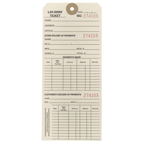 LAY-A-WAY TICKETS, 100 PACK