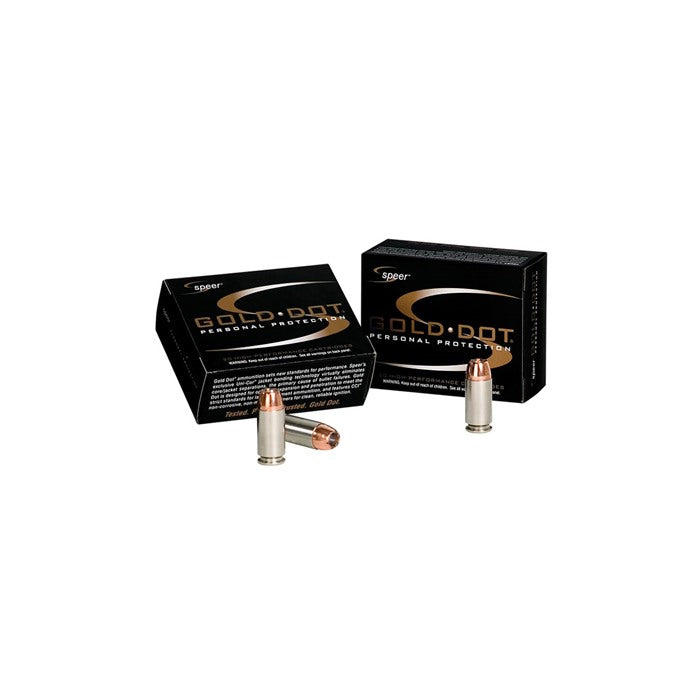 Speer 9mm Luger / Parabellum Gold Dot +P Personal Protection 124 grain Jacketed Hollow Point ammunition