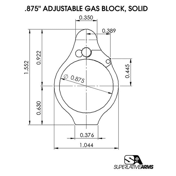 Solid Gas Block Adjustable for AR-15 Rifle