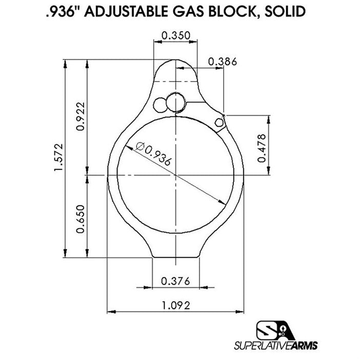 Adjustable Solid Gas Block AR-15 Rifle Component