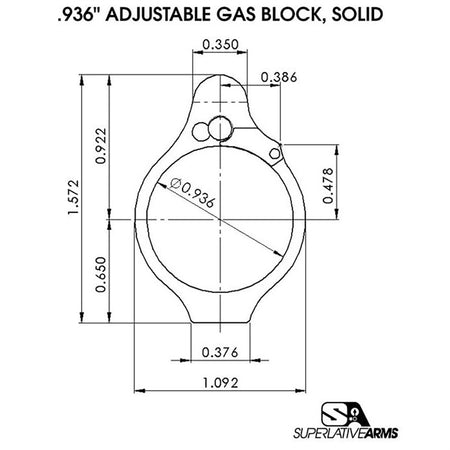 Adjustable Solid Gas Block AR-15 Rifle Component