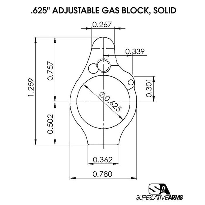 Solid Adjustable Gas Block for AR-15 | 850011846391