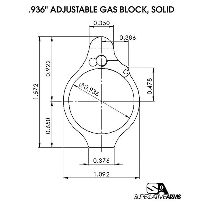 Solid Adjustable Gas Block for AR-15 | 850011846513