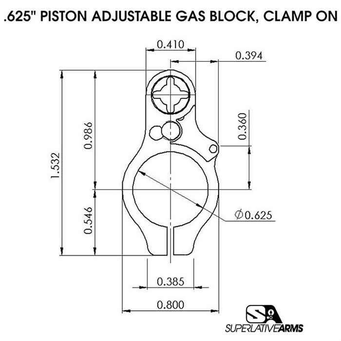 AR-15 0.625" Block Right Hand Adjustable Piston System with Clamp