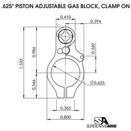 AR-15 0.625" Block Right Hand Adjustable Piston System with Clamp