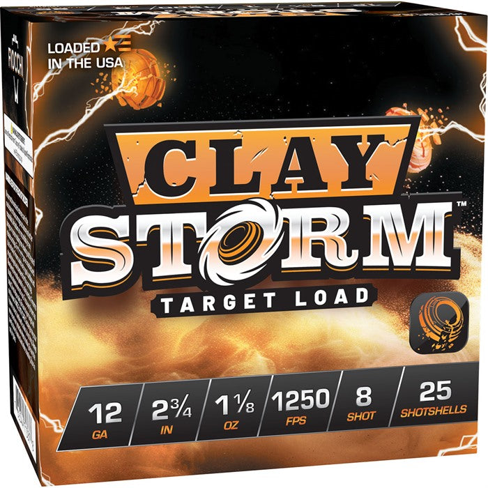 CLAY STORM 12 GAUGE 2-3/4" 1-1/8OZ #8 SHOT 1250 FPS 25/BOX
