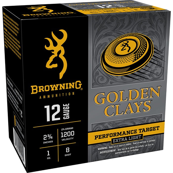 GOLDEN CLAYS 12 GAUGE 2-3/4" 1OZ #8 SHOT 25/BOX