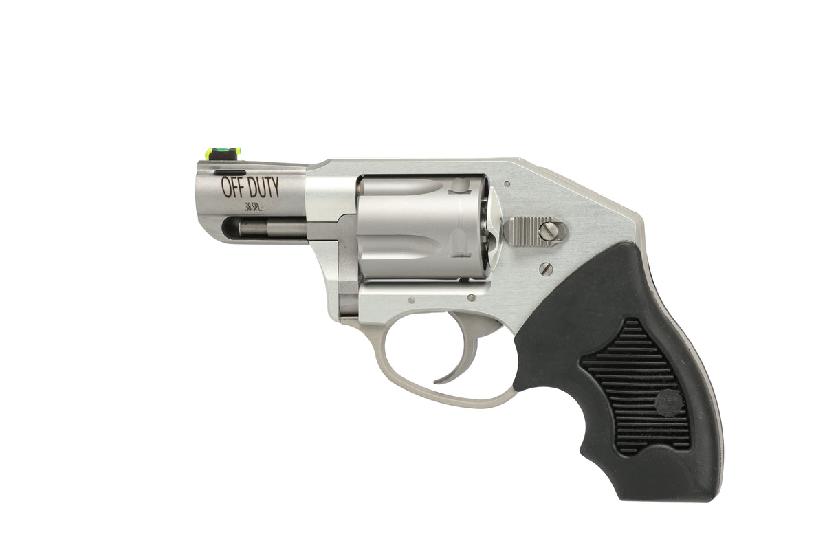Charter Arms 53811 Off Duty Small 38 Special, 5 Shot 2" Stainless Steel Barrel & Cylinder, Anodized Aluminum Frame w/Black Finger Grooved Rubber Grip