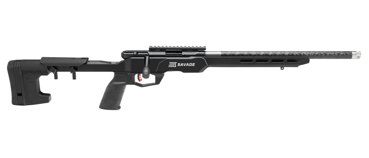 Savage Arms 70256 B Series Precision Lite Full Size 22 LR 10+1 18" Carbon Fiber Heavy Barrel, Black Picatinny Rail Carbon Steel Receiver, Black MDT Chassis Synthetic Stock, Black Polymer Grip, Right H