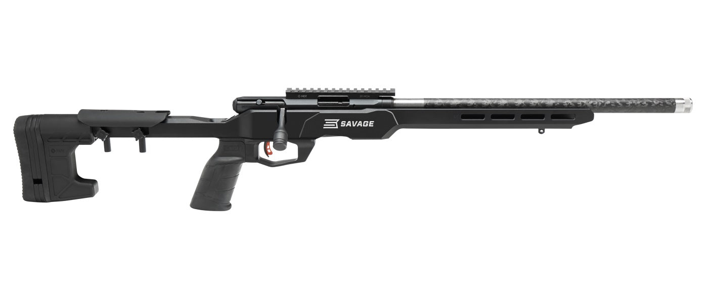 Savage Arms 70256 B Series Precision Lite Full Size 22 LR 10+1 18" Carbon Fiber Heavy Barrel, Black Picatinny Rail Carbon Steel Receiver, Black MDT Chassis Synthetic Stock, Black Polymer Grip, Right H