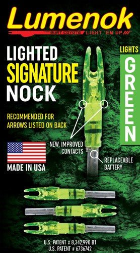 Lumenok Lighted Nock Signature Series Green 3PK
