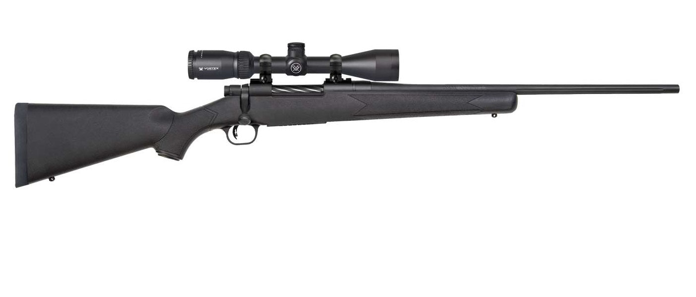 Mossberg 28054 Patriot 25-06 Rem Caliber with 5+1 Capacity, 22" Fluted Barrel, Matte Blued Metal Finish & Black Synthetic Stock Right Hand (Full Size) Includes Vortex Crossfire II 3-9x40mm Scope