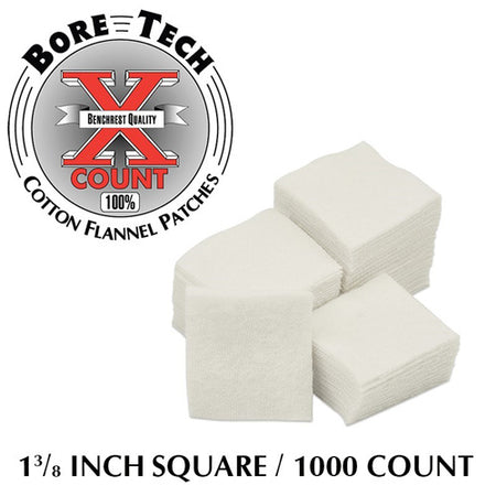 Bore Tech X-Count Cotton Flannel Patches 1-3/8" Square, 1000 Per Bag