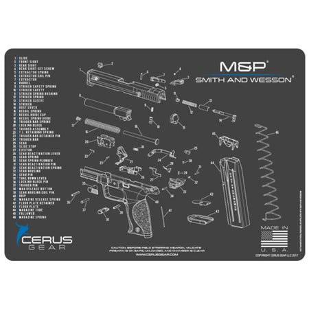 S&W M&P Schematic ProMat 12x17 Gray and Blue