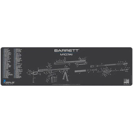Barrett M107A1 Schematic Gun Mat Charcoal Gray Padded 14x48