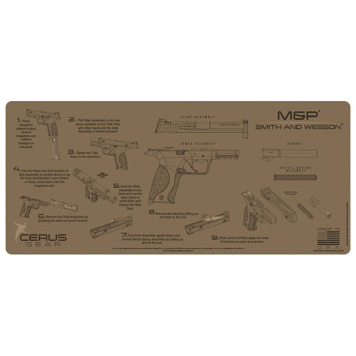 Smith & Wesson M&P Coyote Tan Instructional Cleaning Mat 12x27
