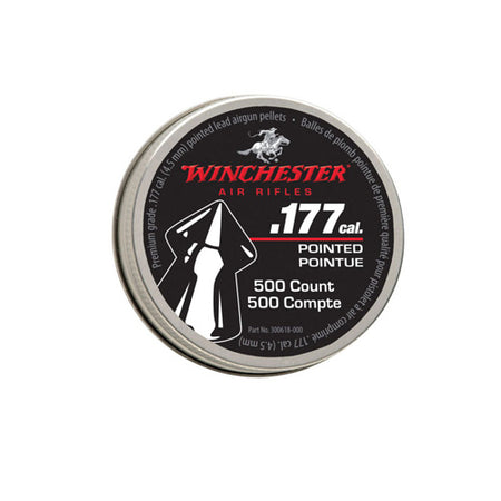 Winchester Pointed Lead Pellets .177 Cal 7.56 Grain 500 Count