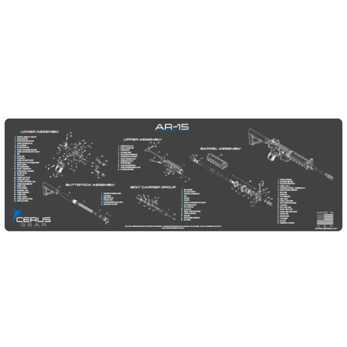 AR-15 Parts Diagram Schematic Cleaning Mat Gray