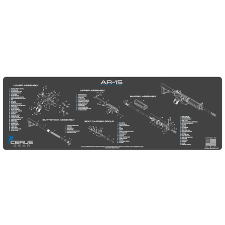 AR-15 Parts Diagram Schematic Cleaning Mat Gray