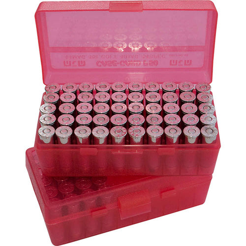 MTM Case-Gard Flip Top Ammo Storage Box 380 ACP 50 Rounds Clear/Red