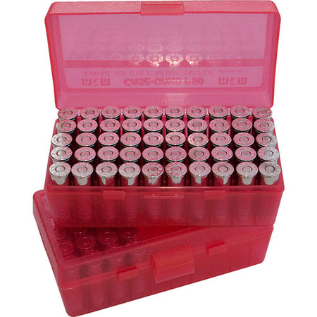 MTM Case-Gard Flip Top Ammo Storage Box 380 ACP 50 Rounds Clear/Red