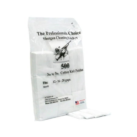 Shotgun Cleaning Patches 3"x3" Cotton Knit, 12/16/20 GA, Bag of 500