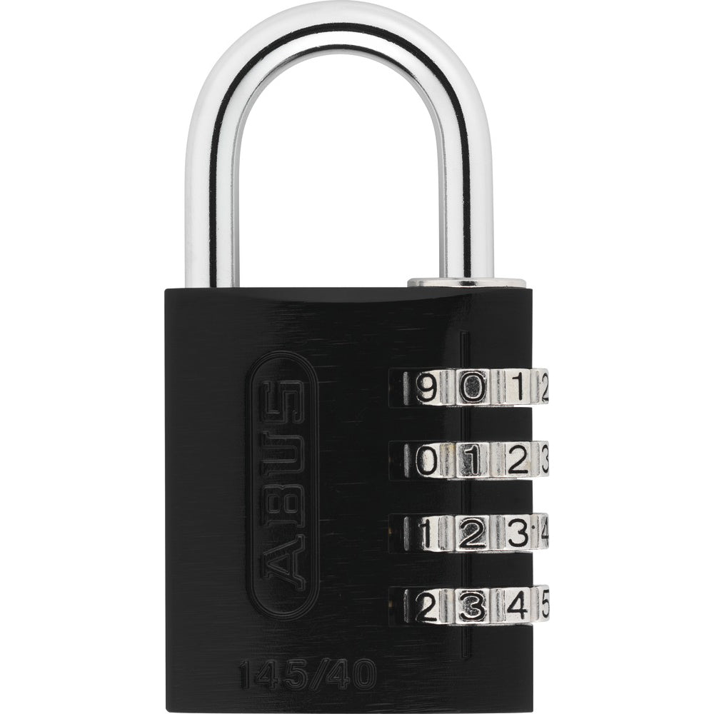ABUS 145 Series Black Anodized Aluminum 4-Dial Combo Padlock