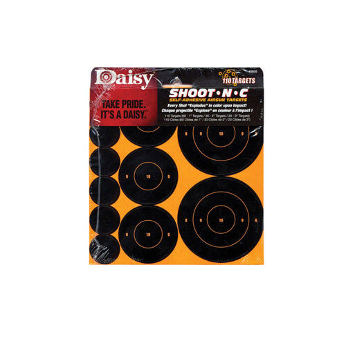 SHOOT-N-C SELF-ADHESIVE AIRGUN TARGETS - (60) 1", (30) 2", (20) 3"