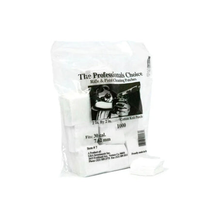 White Cotton Knit 2"x2" Firearm Cleaning Patches .30 Cal., Bag of 1000