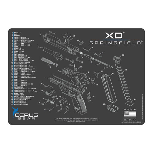 Springfield XD Series Schematic Cleaning Mat Charcoal Gray