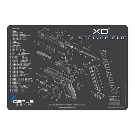 Springfield XD Series Schematic Cleaning Mat Charcoal Gray
